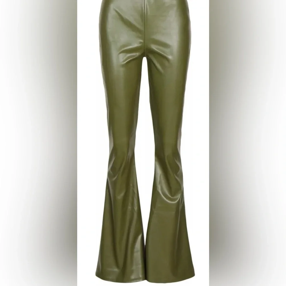 LEATHER LOOK PU FAUX LEATHER FLARES